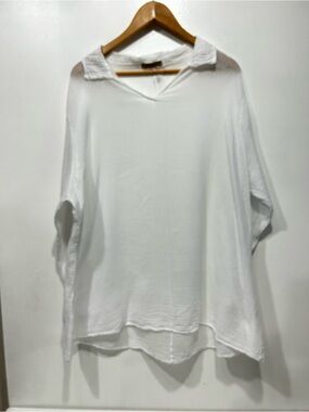Beyond Capri Made in Italy White 100% Cotton Gauze Oversized Blouse Cover-Up